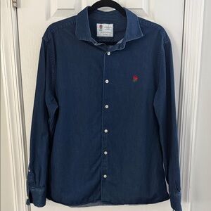 Charles Tyrwhitt Dark Blue Denim Shirt with Rose Embroidery Slim Fit